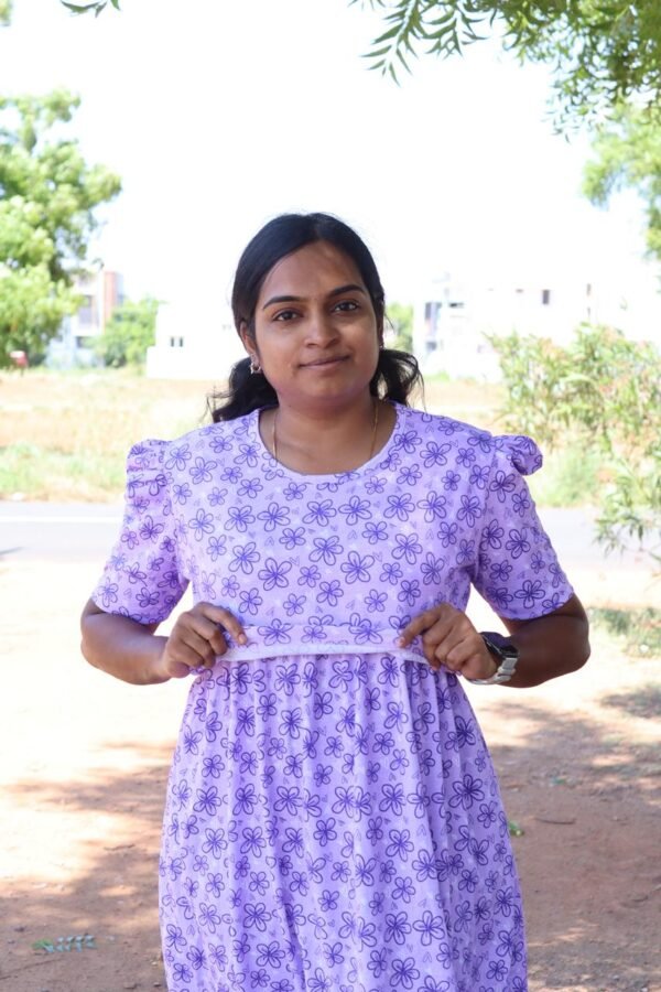 Feeding Puff Sleeve - Lavander Color Flower Design