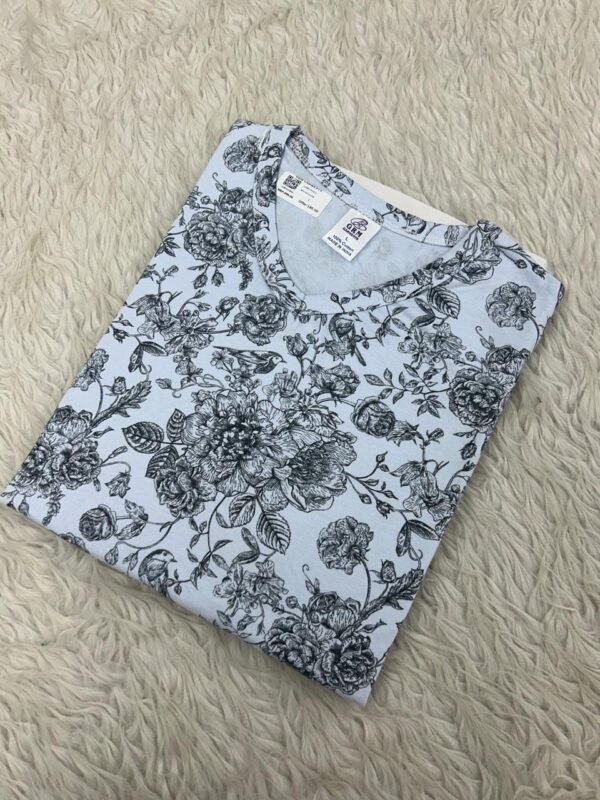 Long Polo T-Shirt-Black Flower