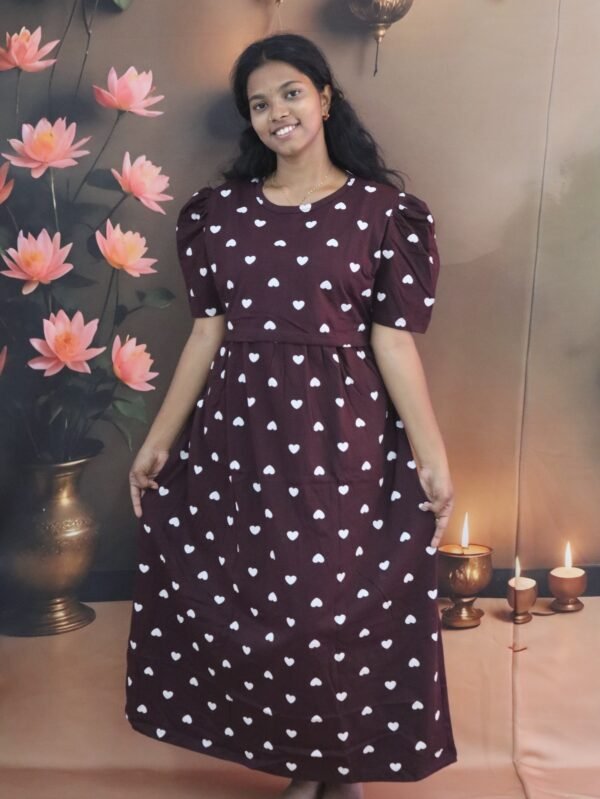 Feeding- Puff Sleeve Premium- Brown Heart