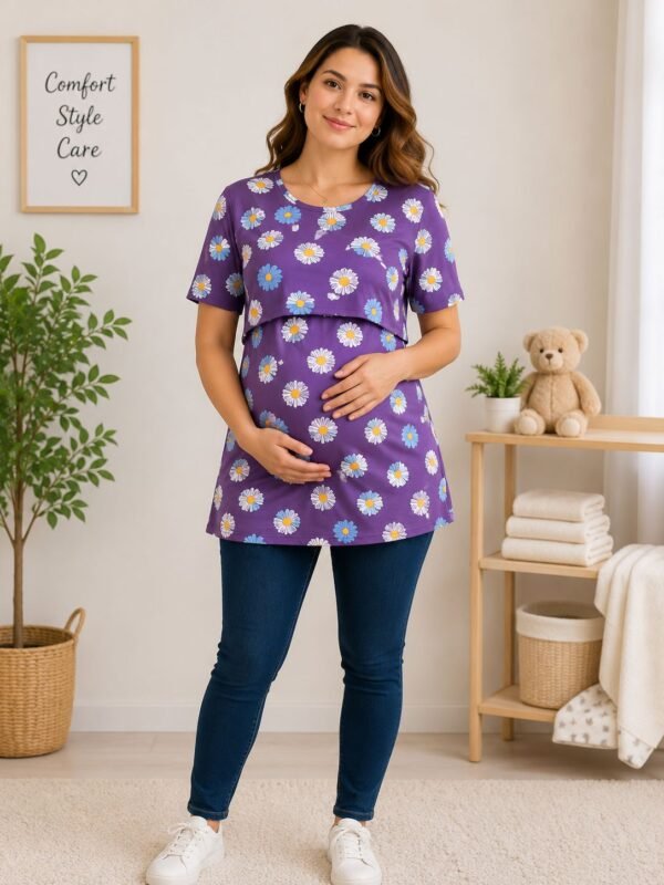 Lavender  with Flower- Feeding T-Shirt