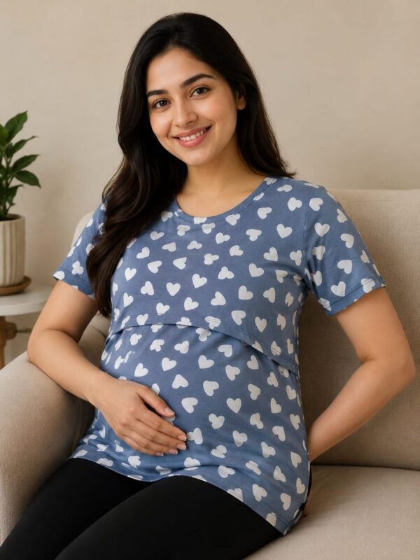 Blue With Heart design - Feeding T-Shirt
