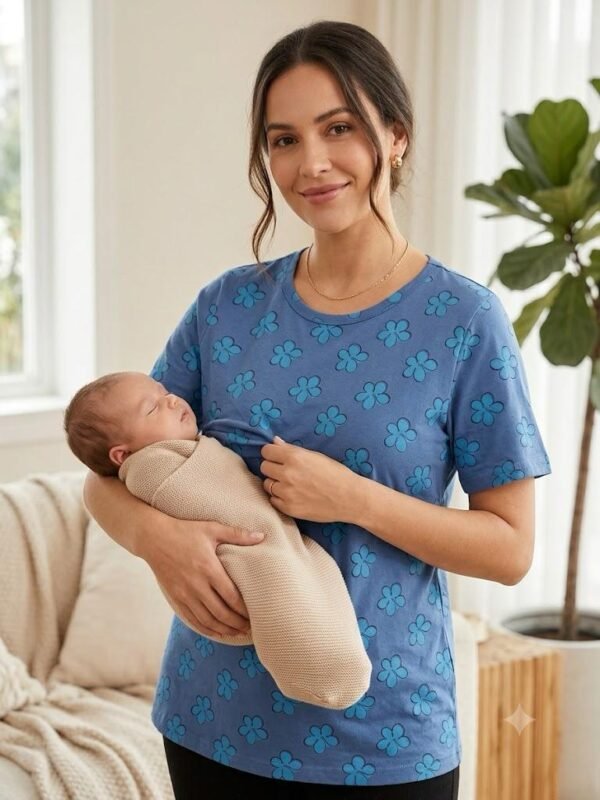 Feeding T-Shirt-Blue Flower