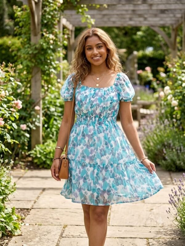 G-Frock Top-Blue With Grey-Western Top