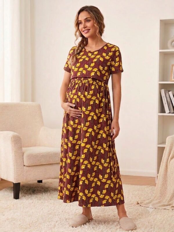 Feeding- Normal Sleeve- Maroon Yellow Flower