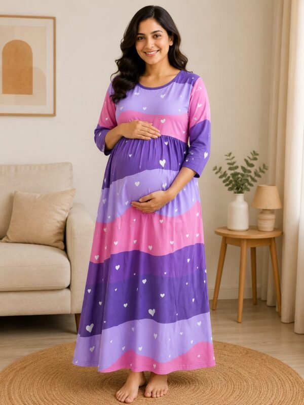 Feeding 3/4 Sleeve-Pink With Violet Heart