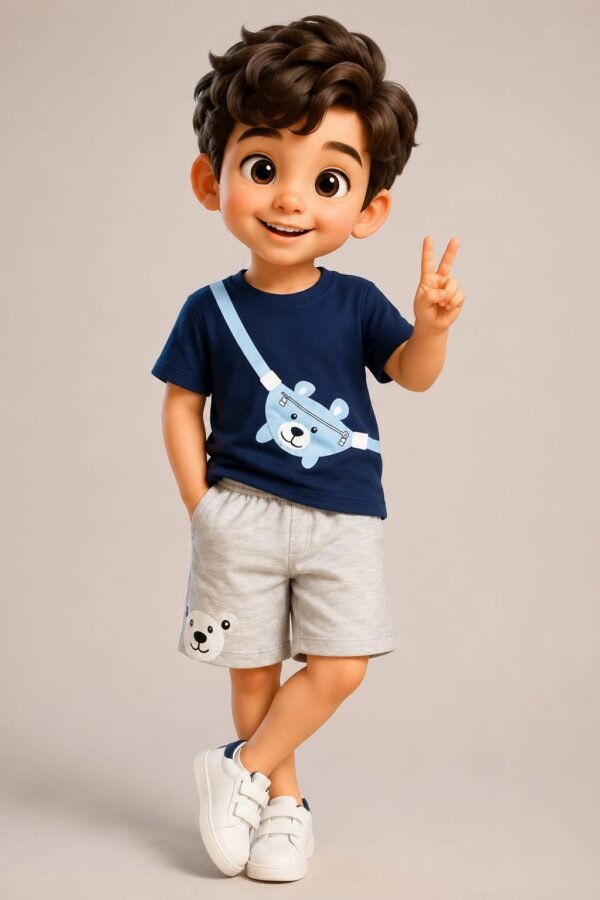 Kids- Shorts&T-Shirt- Blue&Grey