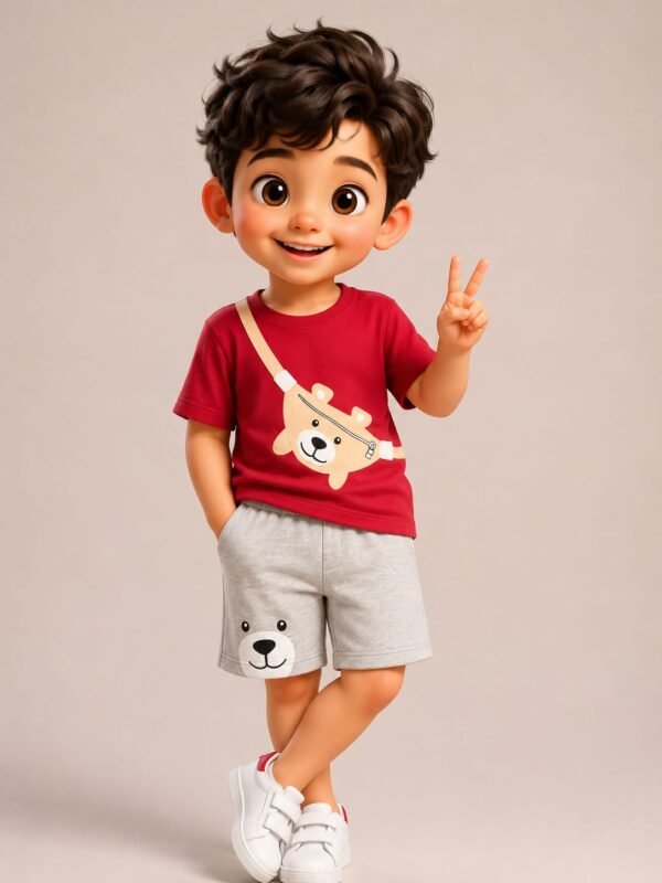 Kids- Shorts & T-Shirts Red & Grey