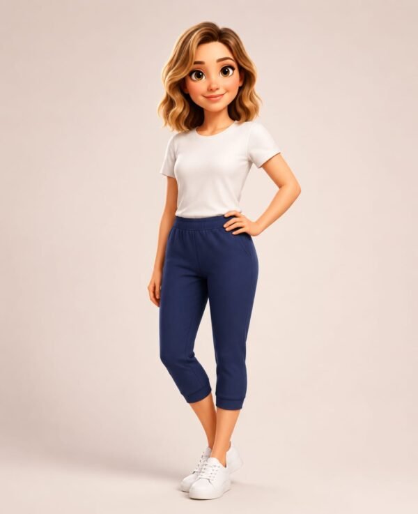 Calf- Length Pant-Navy Blue