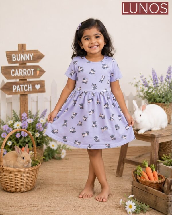 Kids Frock - Bunny Carrot Patch