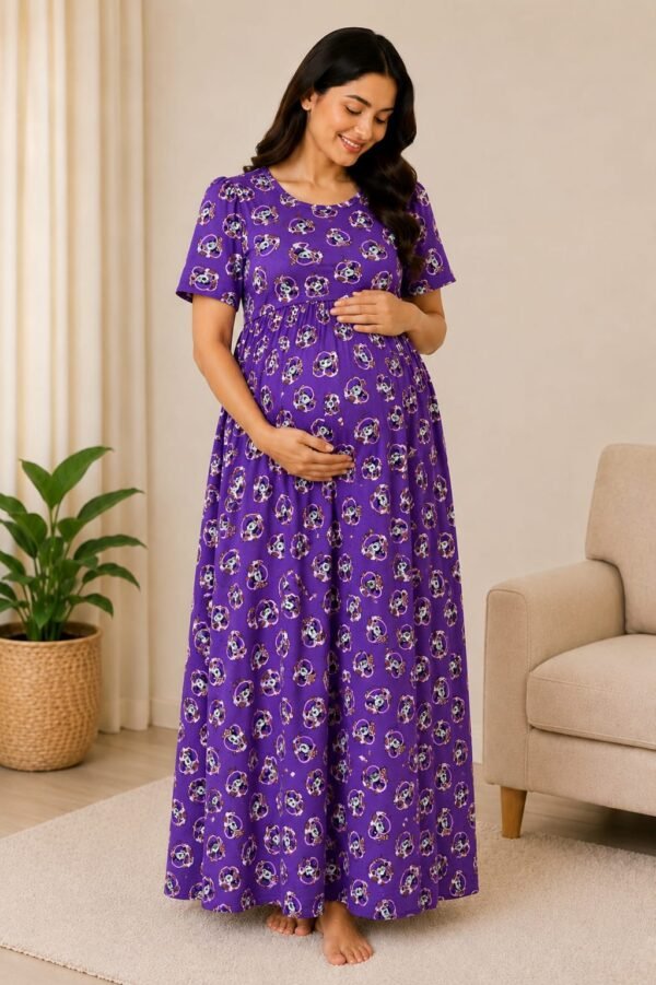 Feeding Puff Sleeve - Purple Mickymouse Print