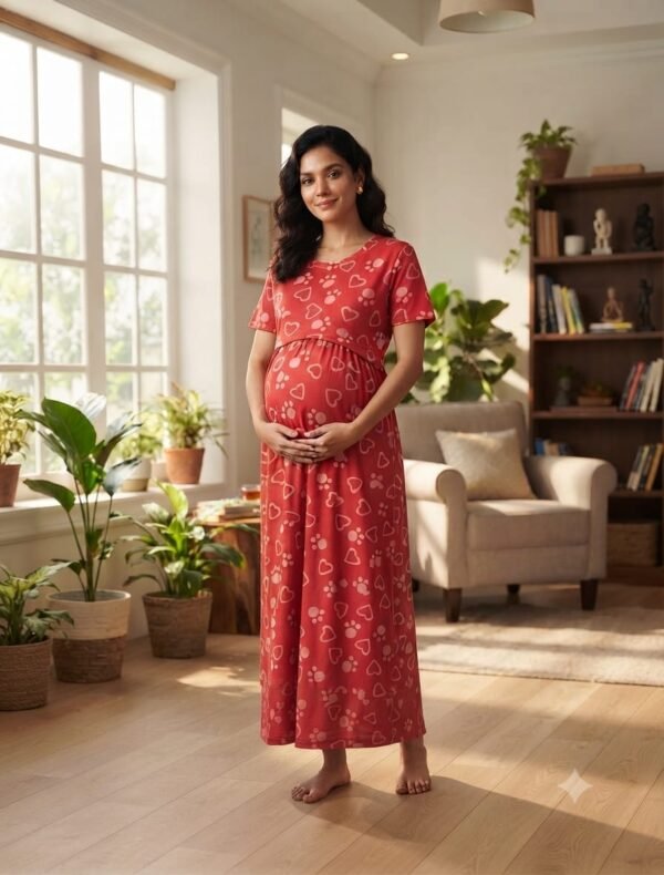 Feeding Normal Sleeve - Red with Heart Print