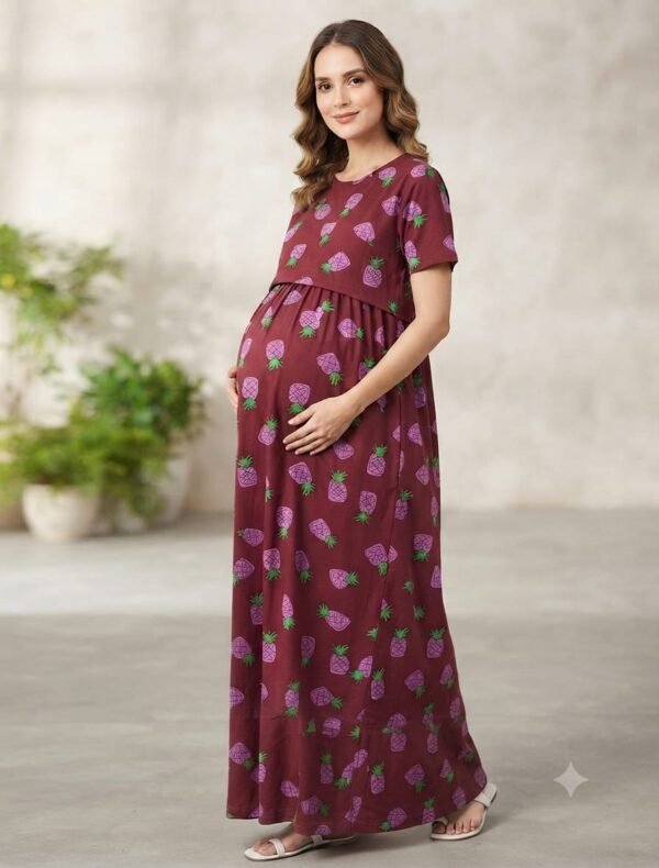 Feeding Normal Sleeve - Maroon with Pineapple Print