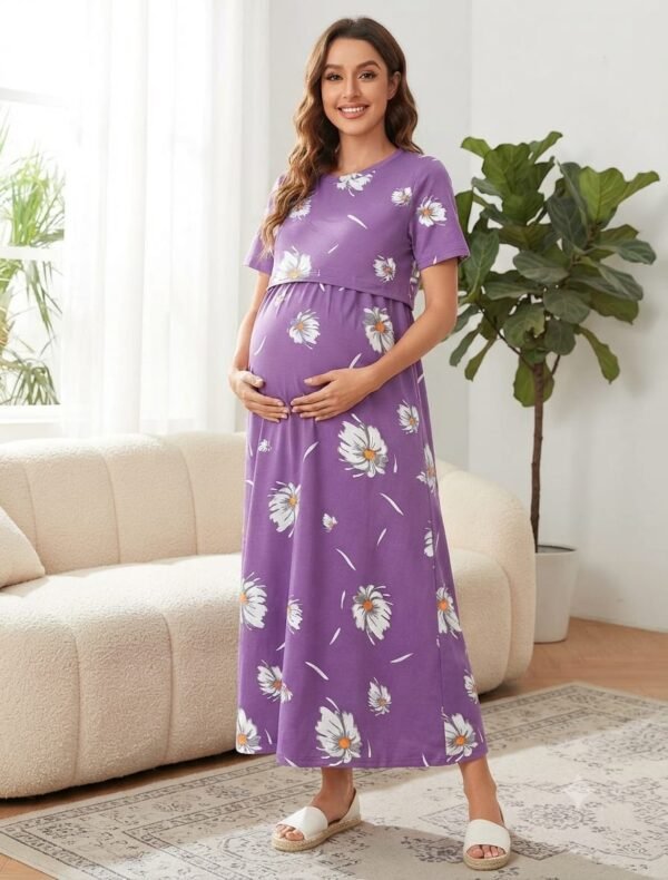 Feeding Normal Sleeve - Purple with White Flower